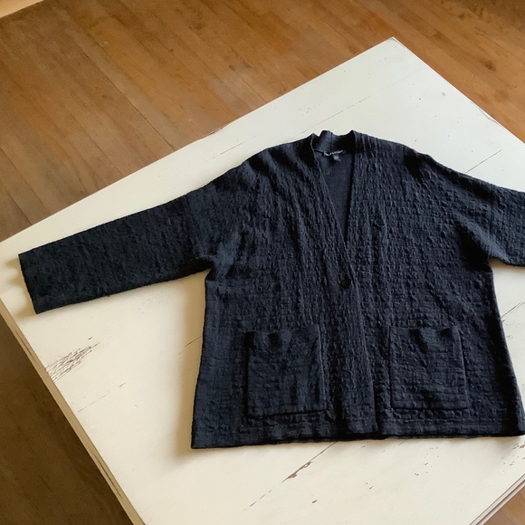 Eileen Fisher Organic Linen Cotton Loose fitting Cardigan sweater Medium - Picture 9 of 10